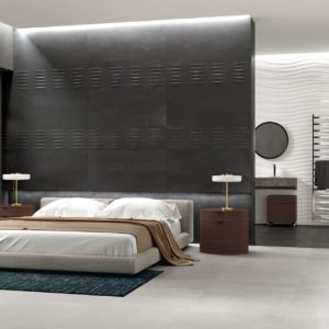 Novabell Global Collection Wave Bianco Lux Tile on a bedroom wall